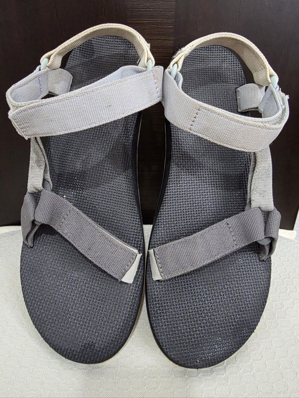 Teva Men's Gray and Light Beige Strappy Outdoor Sandals